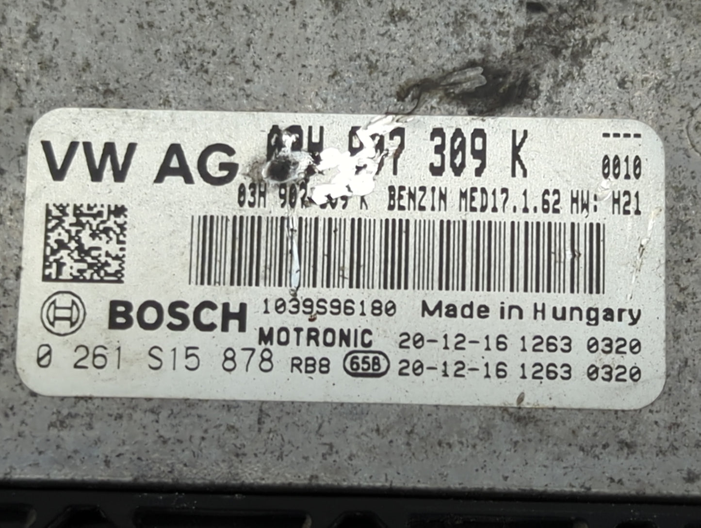 2018-2022 Volkswagen Atlas PCM Engine Control Computer ECU ECM PCU OEM P/N:03H907309K 0261S15878 Fits OEM Used Auto Parts - 
