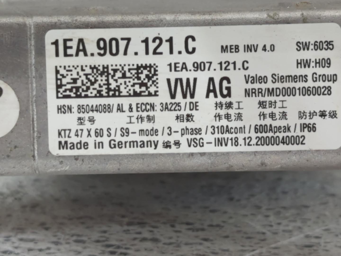 2021 Volkswagen id.4 Hybrid DC Synergy Drive Power Inverter P/N:1EA 907 121 C 1EA.907.121.C Fits OEM Used Auto Parts - Oemus