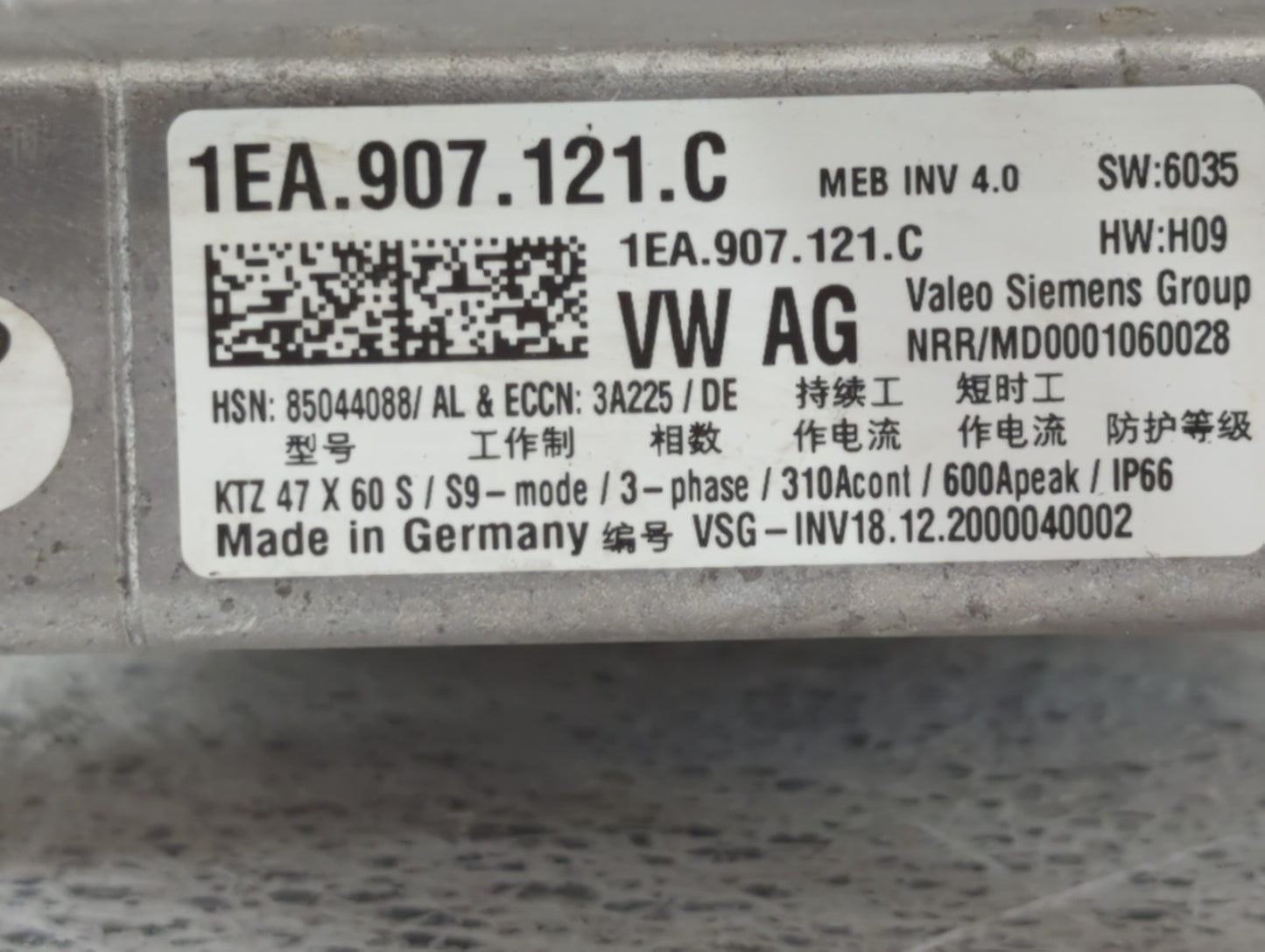 2021 Volkswagen id.4 Hybrid DC Synergy Drive Power Inverter P/N:1EA 907 121 C 1EA.907.121.C Fits OEM Used Auto Parts - Oemus
