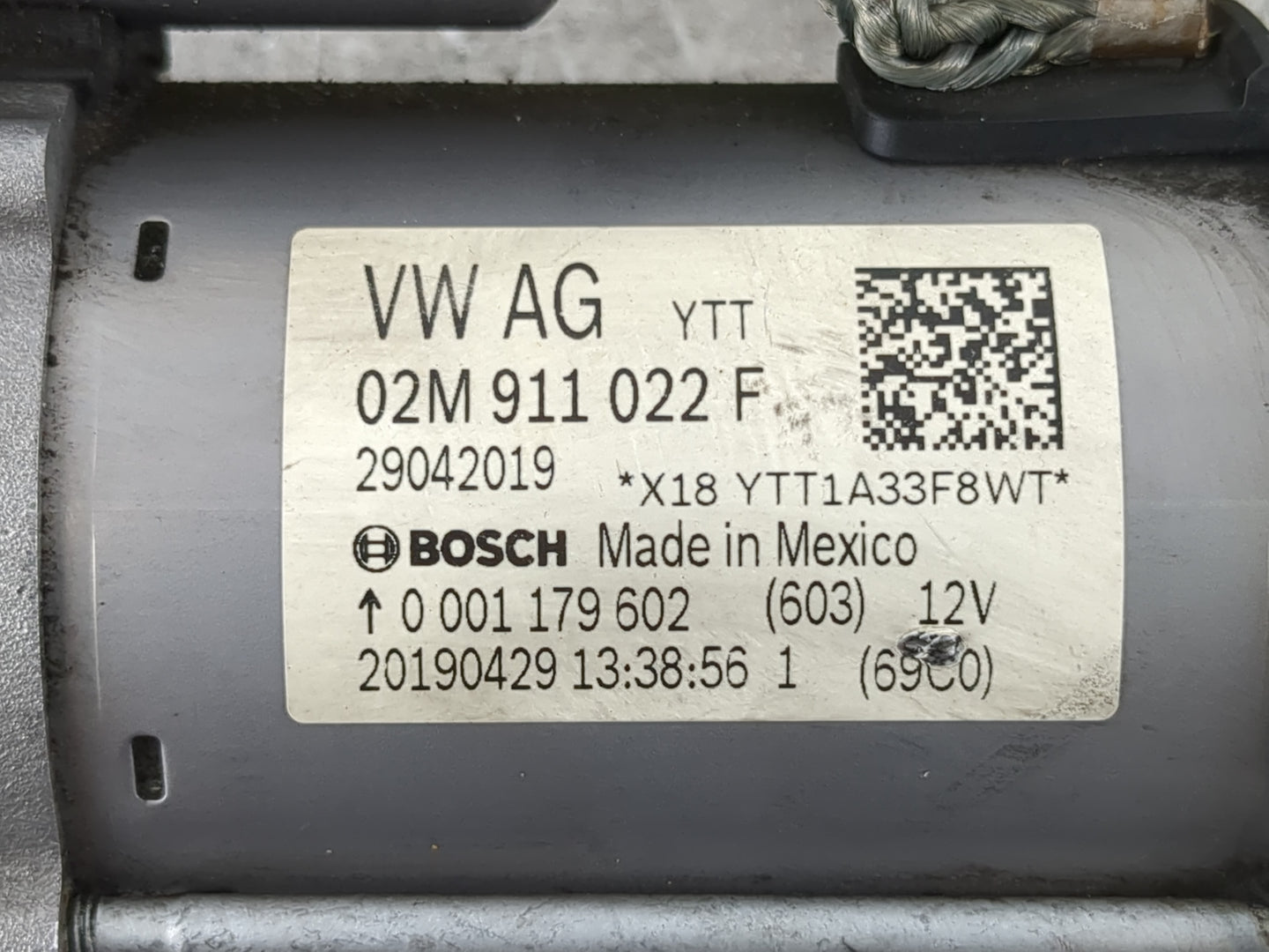 2021-2022 Volkswagen Tiguan Car Starter Motor Solenoid OEM P/N:02M 911 022 F Fits Fits 2020 2021 2022 OEM Used Auto Parts - 