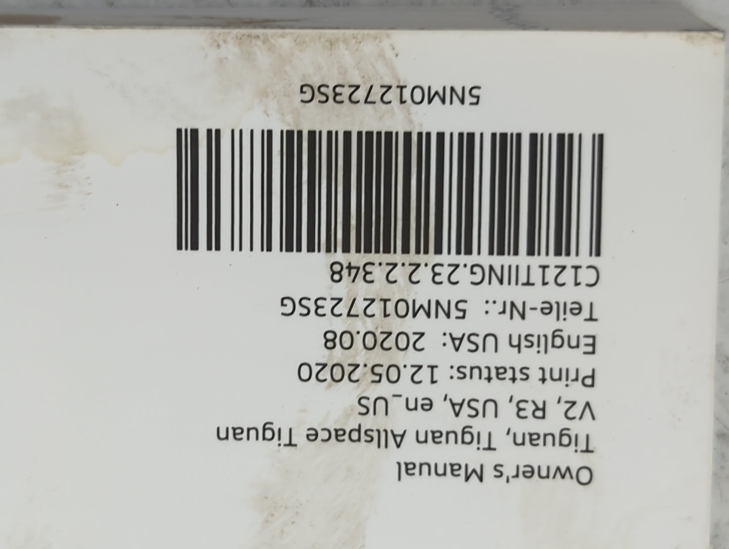 2021 Volkswagen Tiguan Owners Manual Book Guide P/N:5NM012723SG OEM Used Auto Parts - Oemusedautoparts1.com