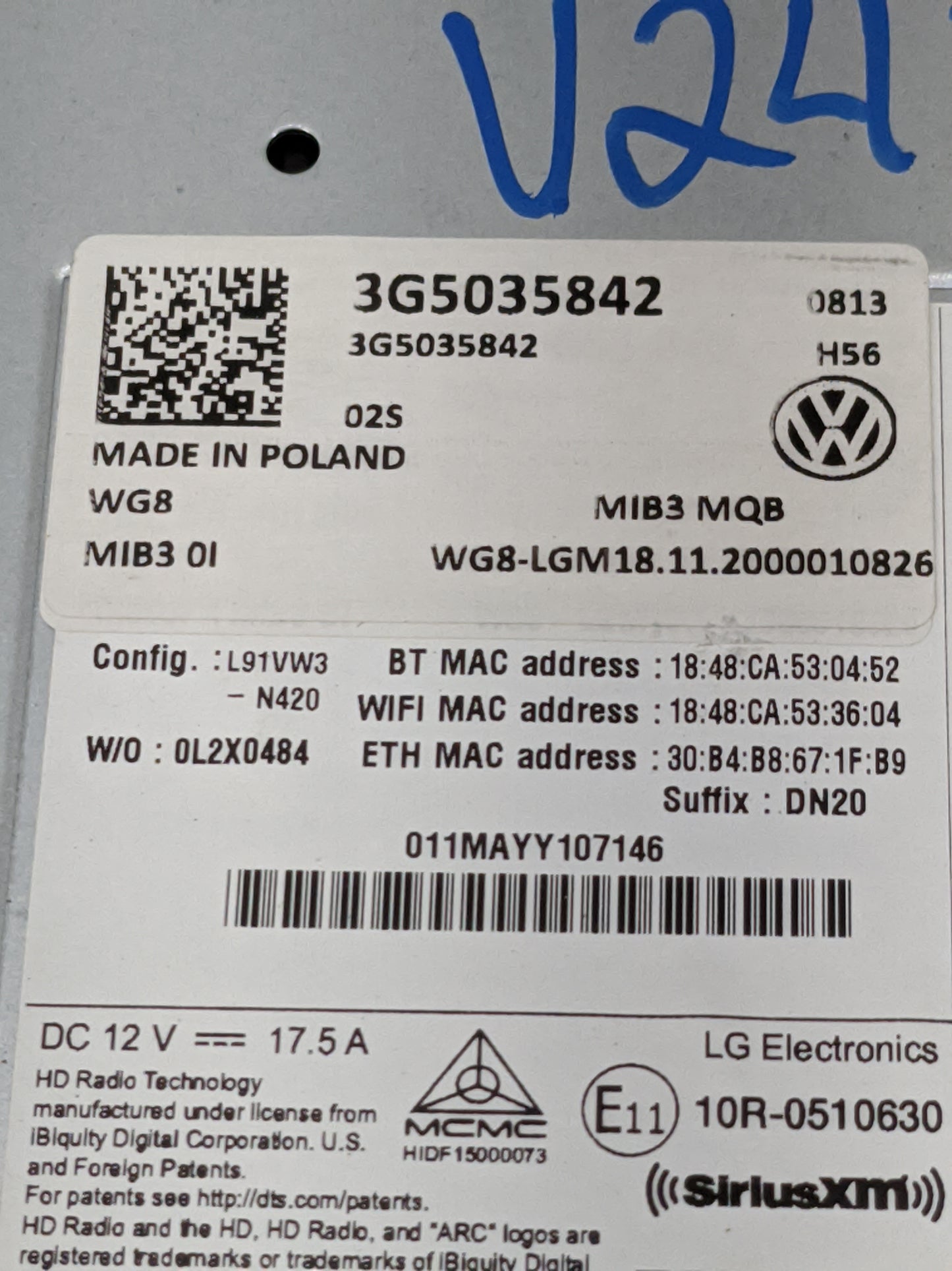2021 Volkswagen Tiguan Radio AM FM Cd Player Receiver Replacement P/N:3G5035842 WG8-LGM18.11.2000010826 Fits OEM Used Auto P