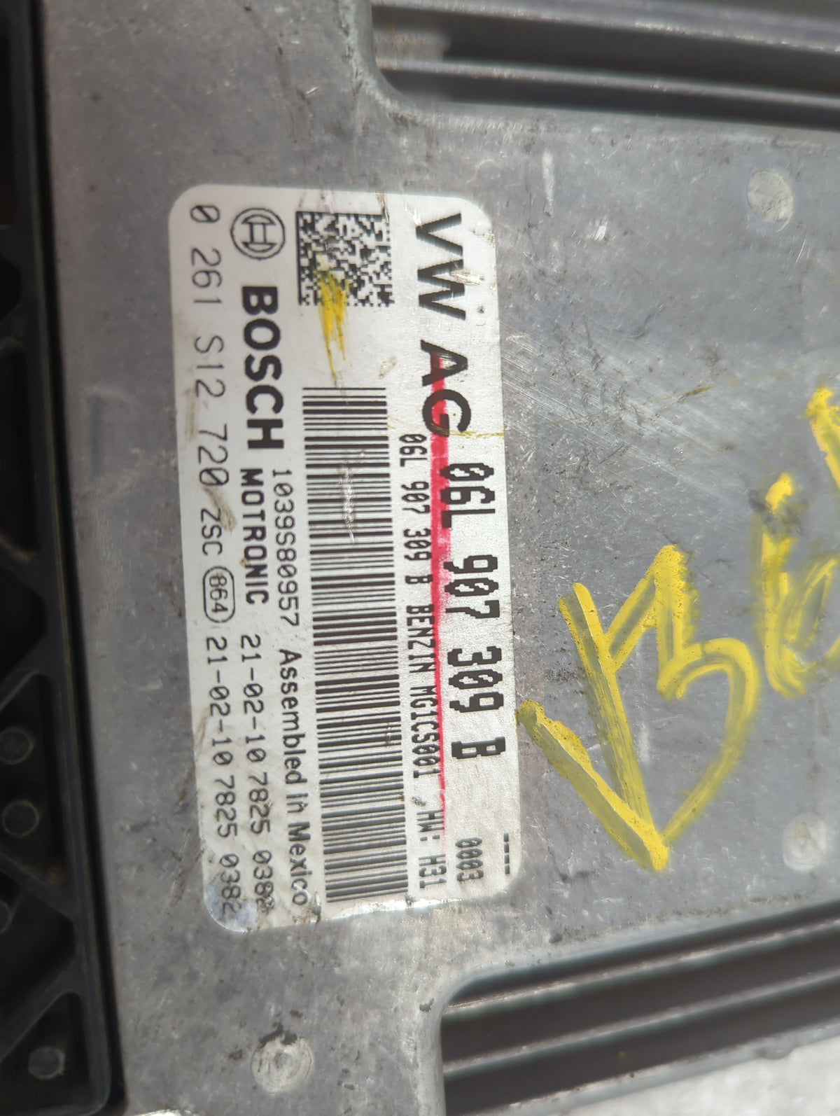 2021 Volkswagen Tiguan PCM Engine Control Computer ECU ECM PCU OEM P/N:06L907309B 0261S12720 OEM Used Auto Parts - Oemusedau