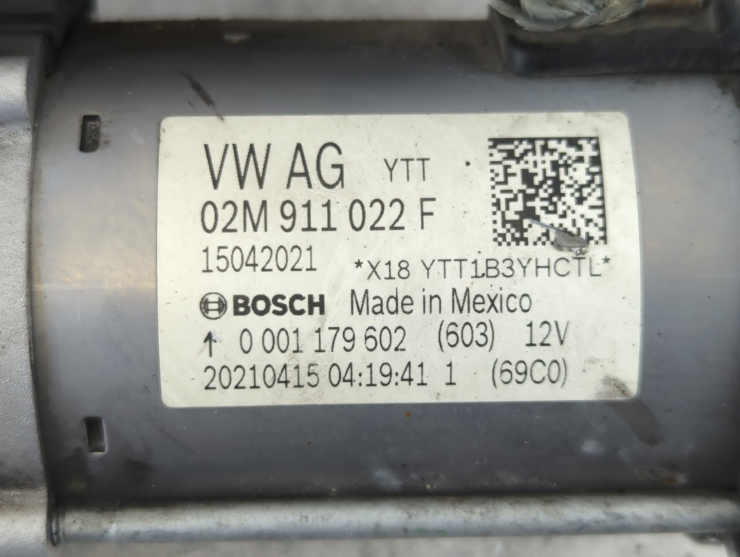 2021-2022 Volkswagen Tiguan Car Starter Motor Solenoid OEM P/N:02M 911 022 F Fits Fits 2020 2021 2022 OEM Used Auto Parts - 