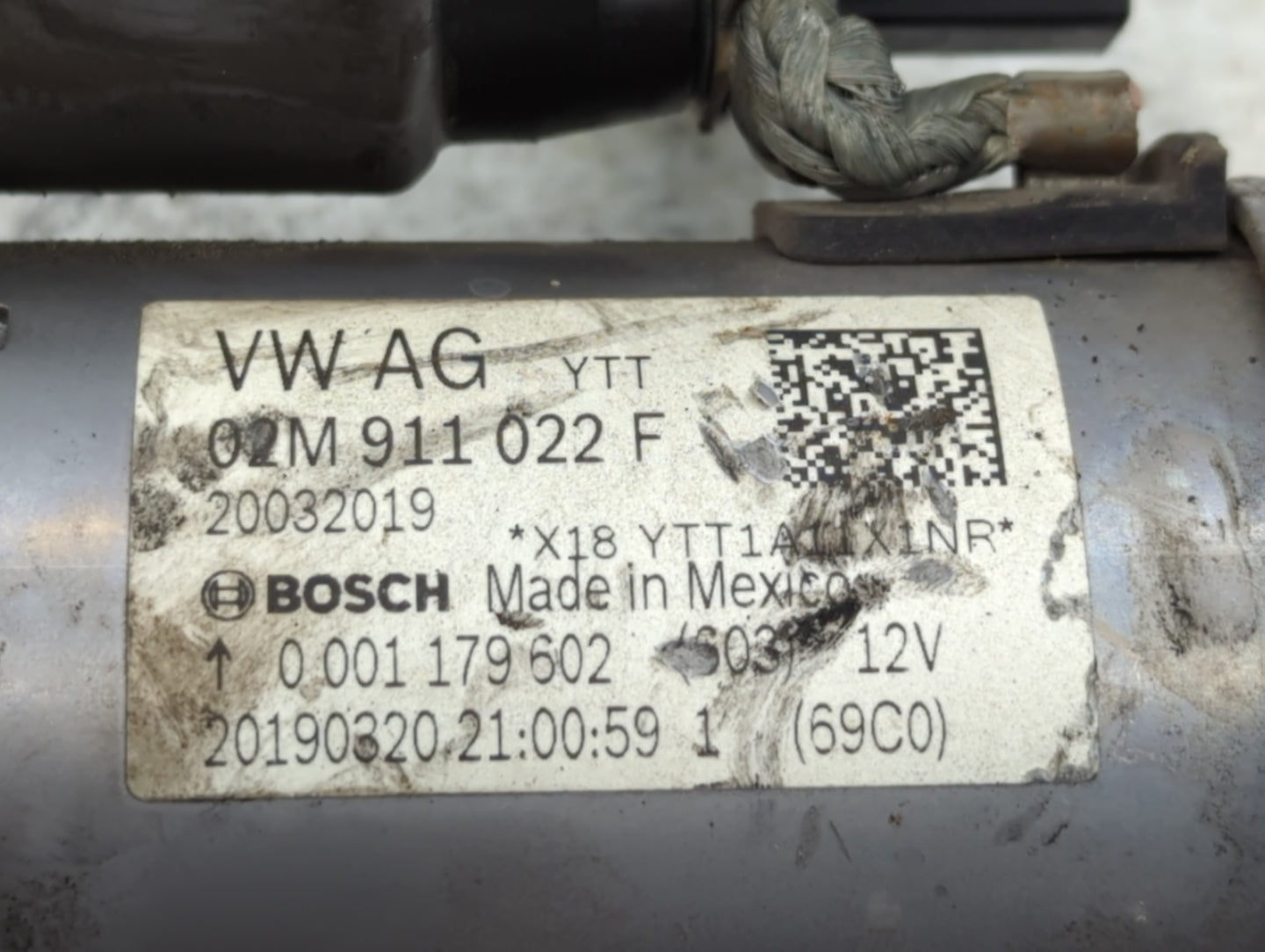 2021-2022 Volkswagen Tiguan Car Starter Motor Solenoid OEM P/N:02M 911 022 F Fits Fits 2020 2021 2022 OEM Used Auto Parts - 