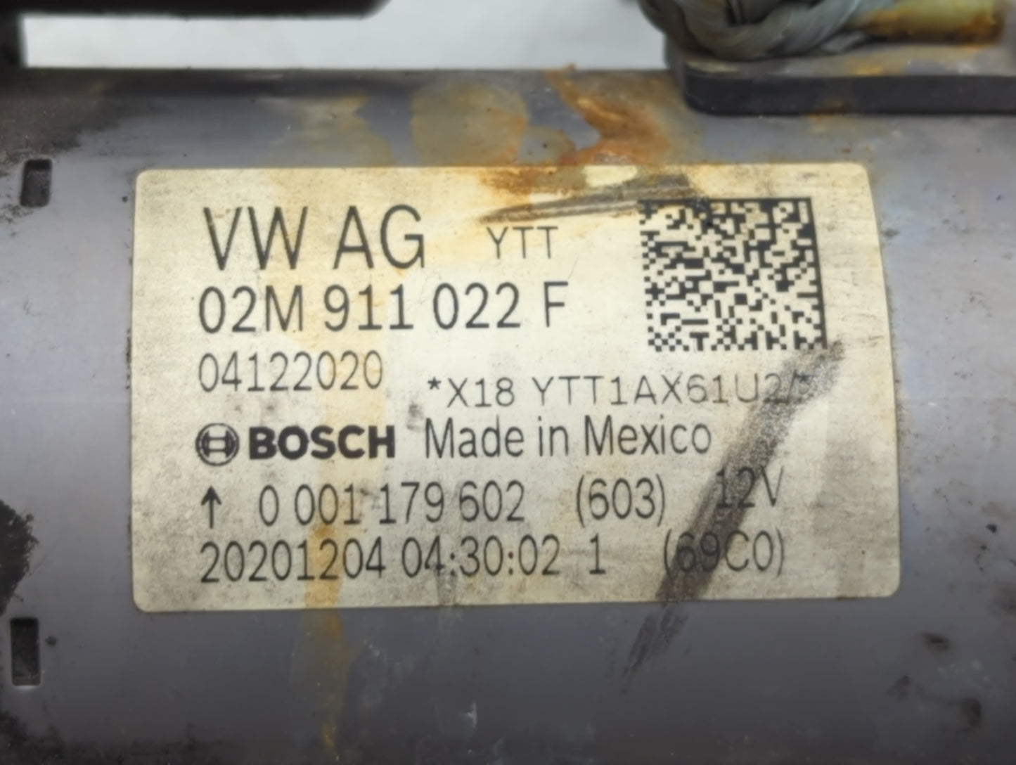 2018-2022 Volkswagen Tiguan Car Starter Motor Solenoid OEM P/N:02M 911 022 F Fits Fits 2018 2019 2020 2021 2022 OEM Used Aut