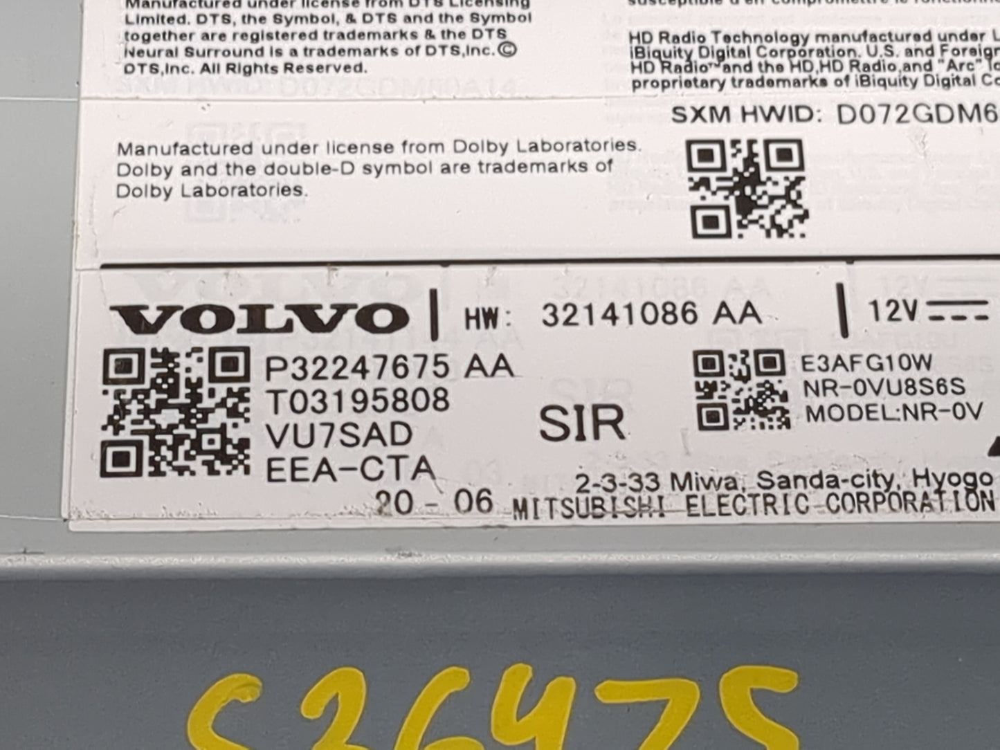 2019-2020 Volvo S60 Radio AM FM Cd Player Receiver Replacement P/N:P32247675AA 32141086AA, T03195808 Fits Fits 2019 2020 202