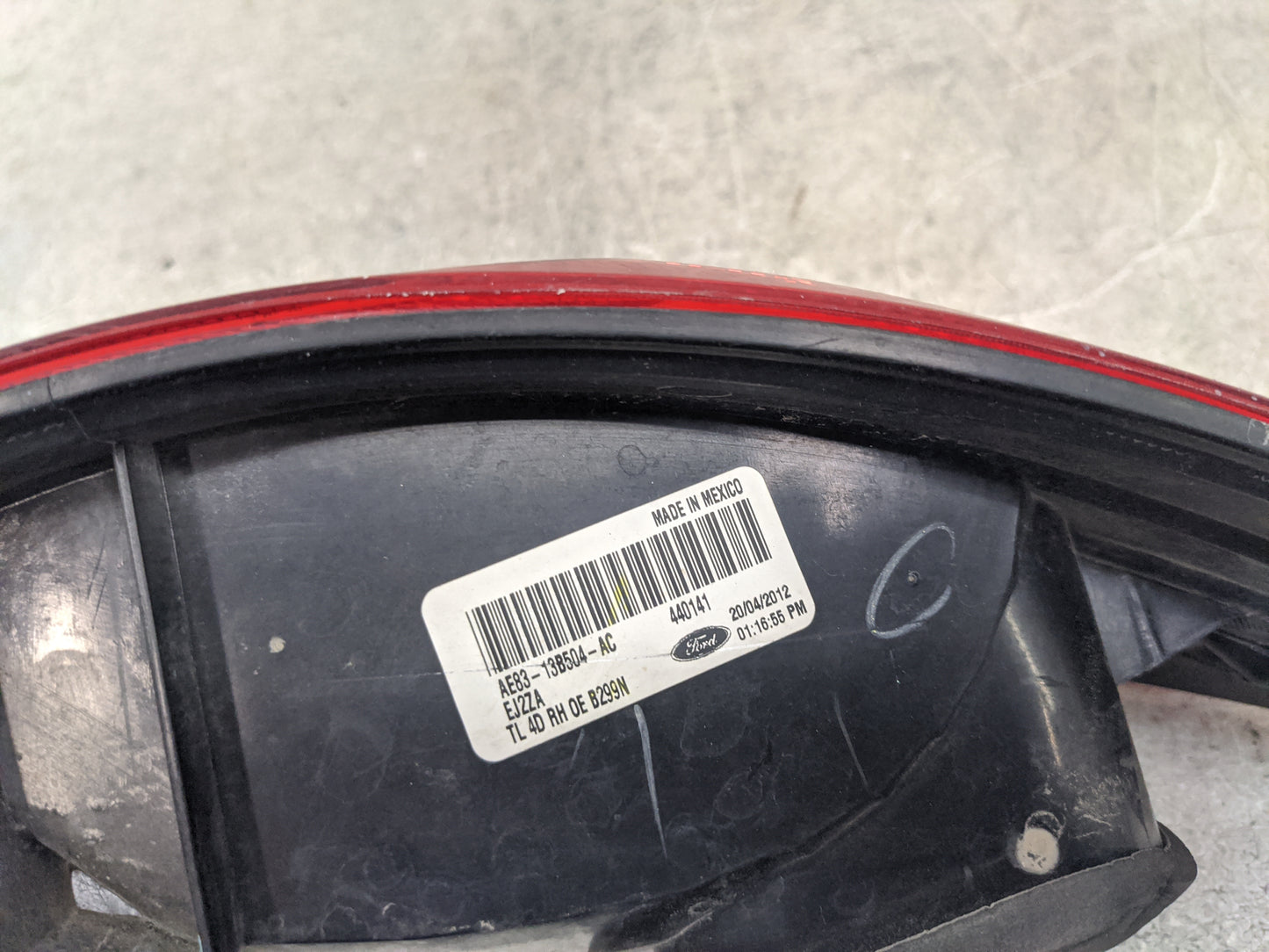 2011-2013 Ford Fiesta Tail Light Assembly Passenger Right OEM P/N:AE83-13B504-AC Fits Fits 2011 2012 2013 OEM Used Auto Part