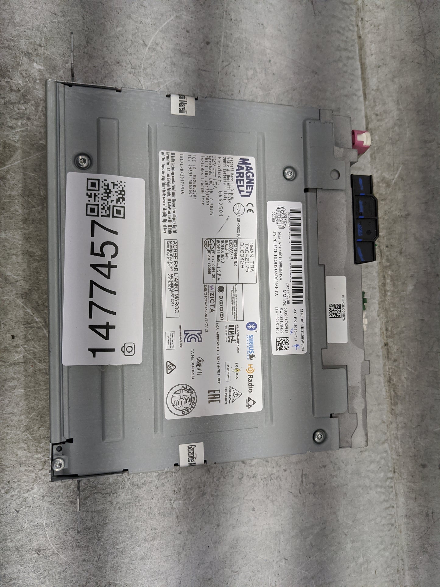 2022 Alfa Romeo Stelvio Radio AM FM Cd Player Receiver Replacement P/N:50564711 503551762913, 07356428, 4099EB49A Fits OEM U