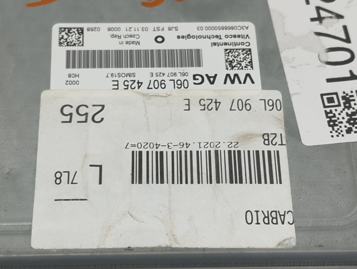 2022 Audi A5 PCM Engine Control Computer ECU ECM PCU OEM P/N:06L 907 425 E OEM Used Auto Parts - Oemusedautoparts1.com