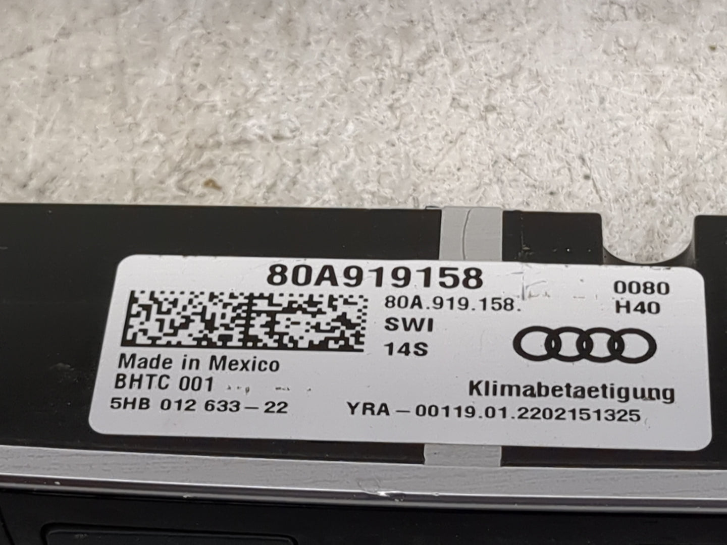 2018-2021 Audi Q5 Climate Control Module Temperature AC/Heater Replacement P/N:80A919158 Fits Fits 2017 2018 2019 2020 2021 