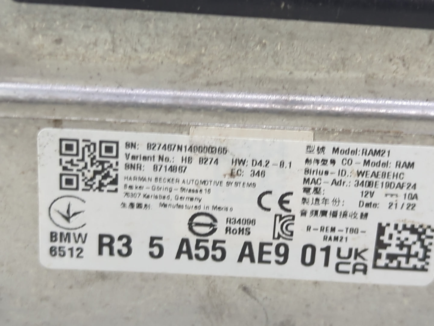 2022-2022 Bmw X3 Radio Speaker Amplifier R3 5 A55 Ae9 01|8714867|hb B274 - Oemusedautoparts1.com