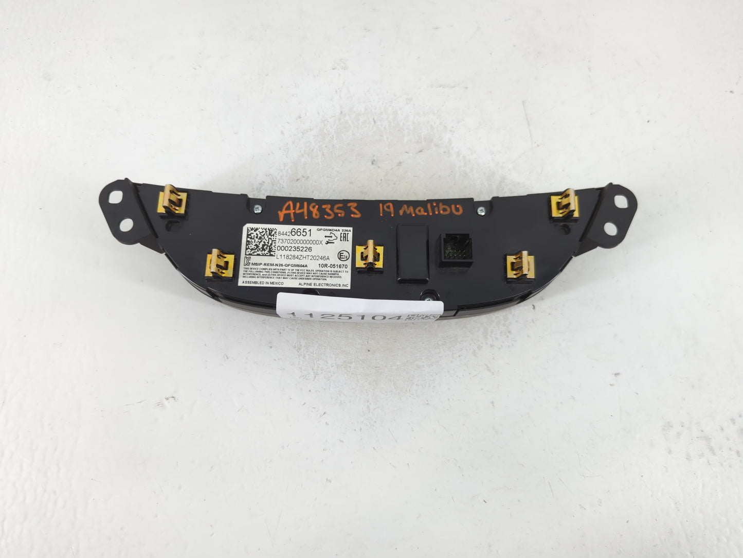 2019-2021 Chevrolet Malibu Climate Control Module Temperature AC/Heater Replacement P/N:84426651 Fits Fits 2019 2020 2021 OE