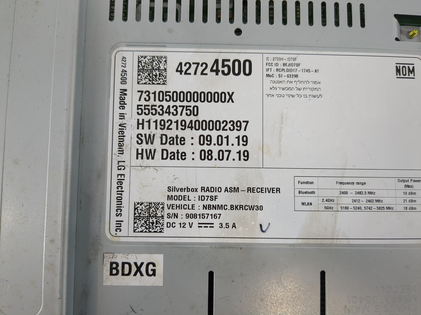 2020-2022 Chevrolet Spark Radio AM FM Cd Player Receiver Replacement P/N:42724500 Fits Fits 2020 2021 2022 OEM Used Auto Par