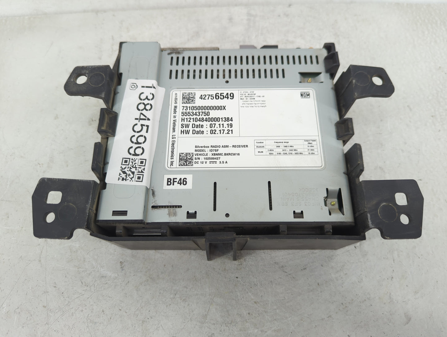 2020-2022 Chevrolet Spark Radio AM FM Cd Player Receiver Replacement P/N:42756549 Fits Fits 2020 2021 2022 OEM Used Auto Par