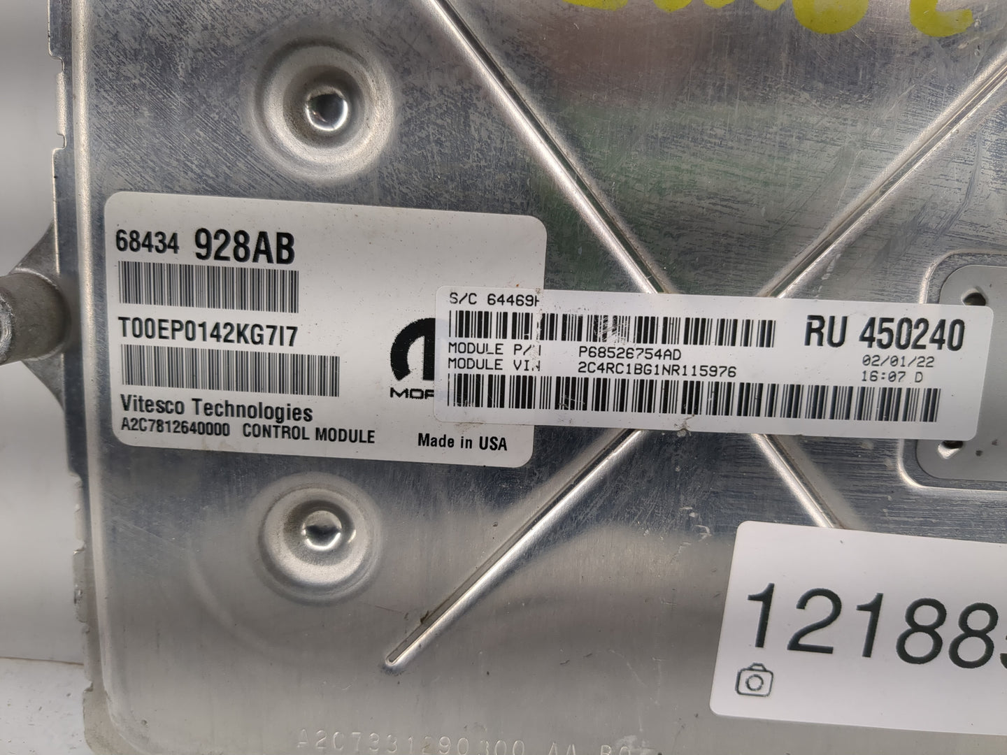 2020-2022 Chrysler Pacifica PCM Engine Control Computer ECU ECM PCU OEM P/N:68434928AB Fits Fits 2020 2021 2022 OEM Used Aut