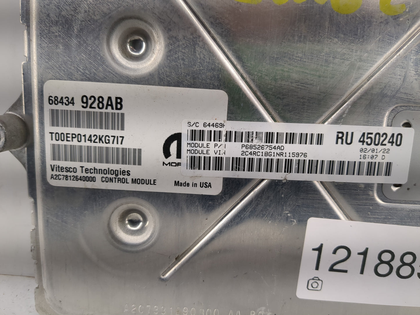 2020-2022 Chrysler Pacifica PCM Engine Control Computer ECU ECM PCU OEM P/N:68434928AB Fits Fits 2020 2021 2022 OEM Used Aut