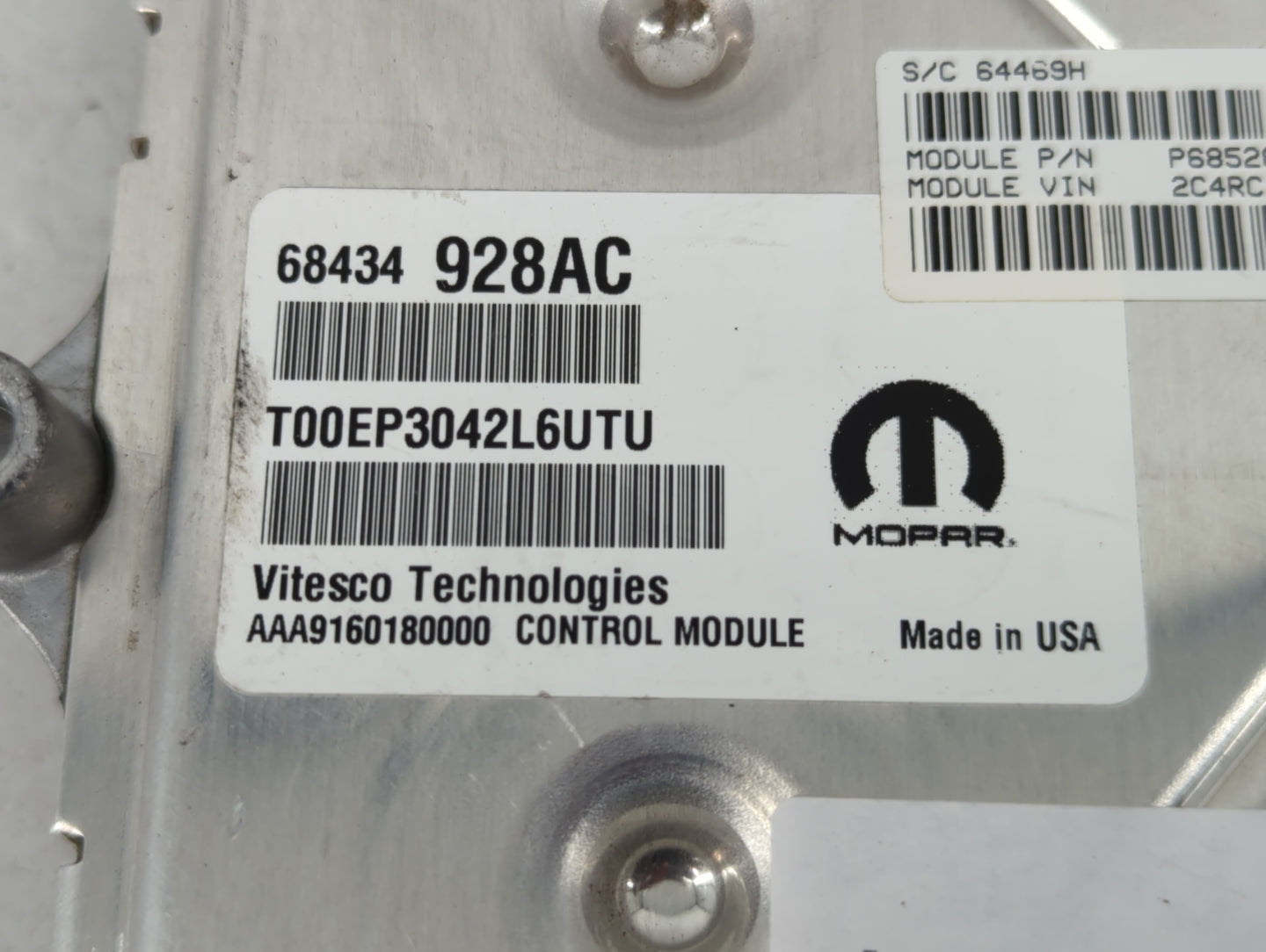 2021-2022 Chrysler Voyager PCM Engine Control Computer ECU ECM PCU OEM P/N:68434928AC Fits Fits 2020 2021 2022 OEM Used Auto