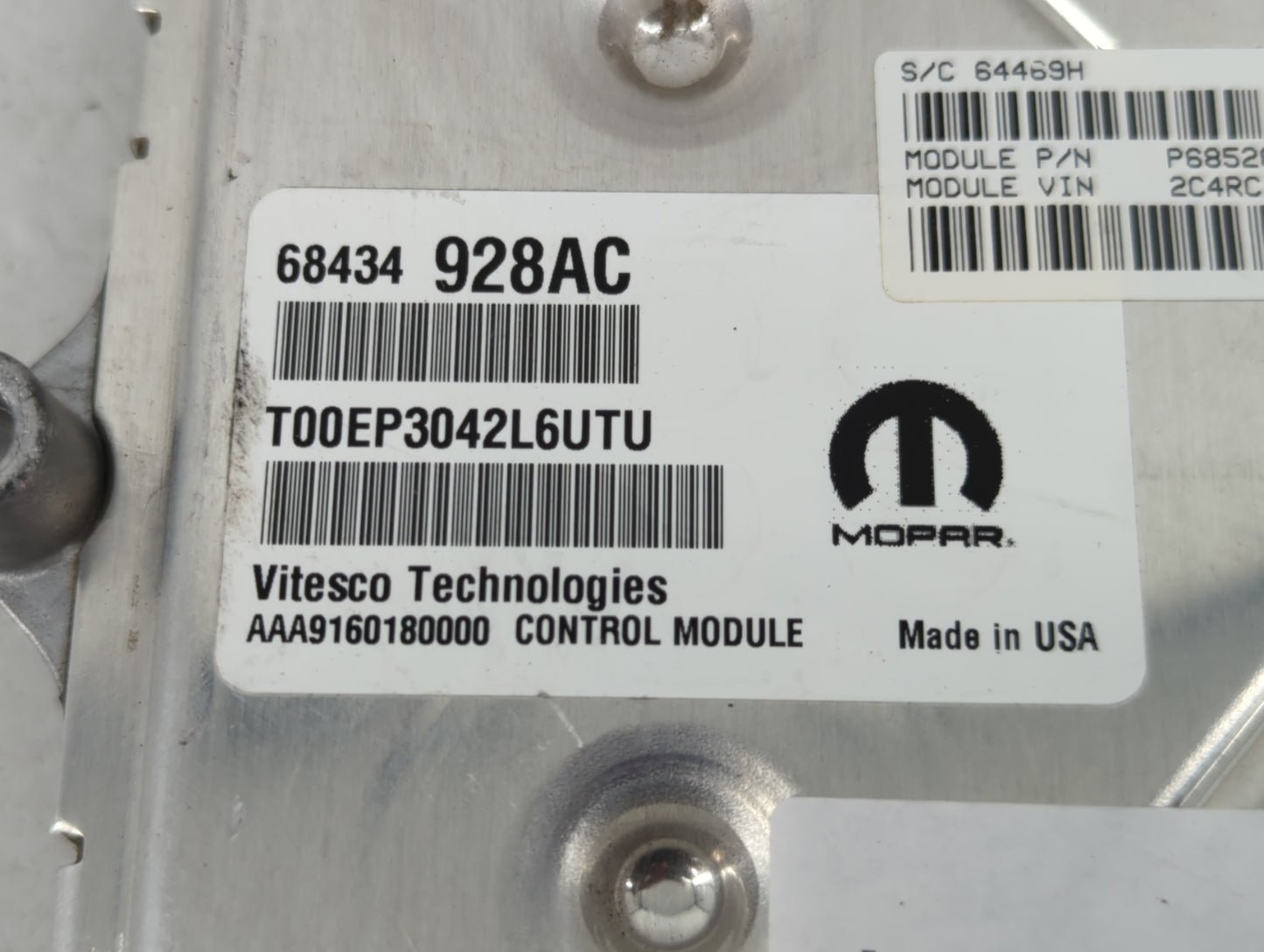 2021-2022 Chrysler Voyager PCM Engine Control Computer ECU ECM PCU OEM P/N:68434928AC Fits Fits 2020 2021 2022 OEM Used Auto