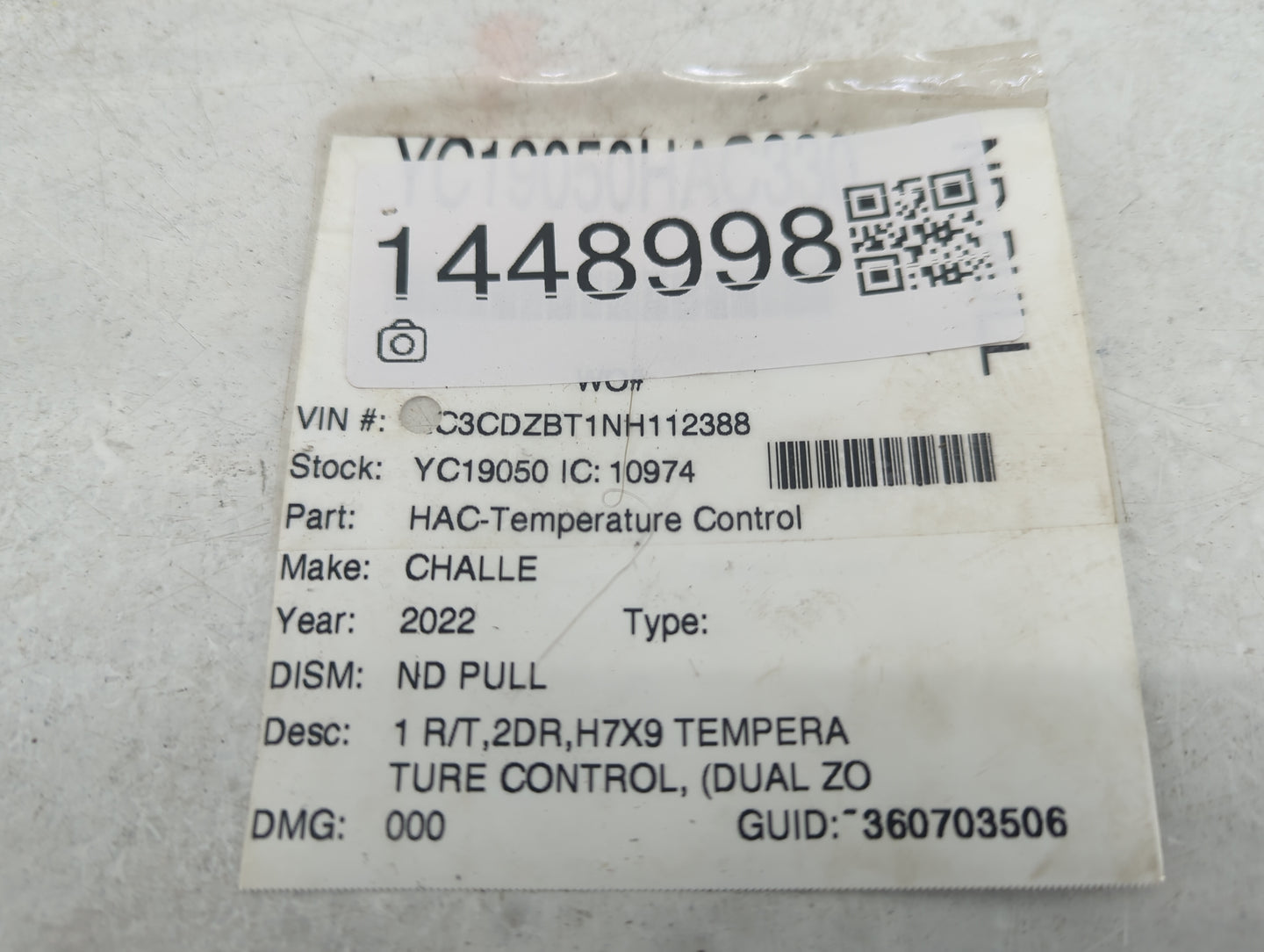2019-2022 Dodge Challenger Climate Control Module Temperature AC/Heater Replacement P/N:P5029100TAE Fits Fits 2019 2020 2021