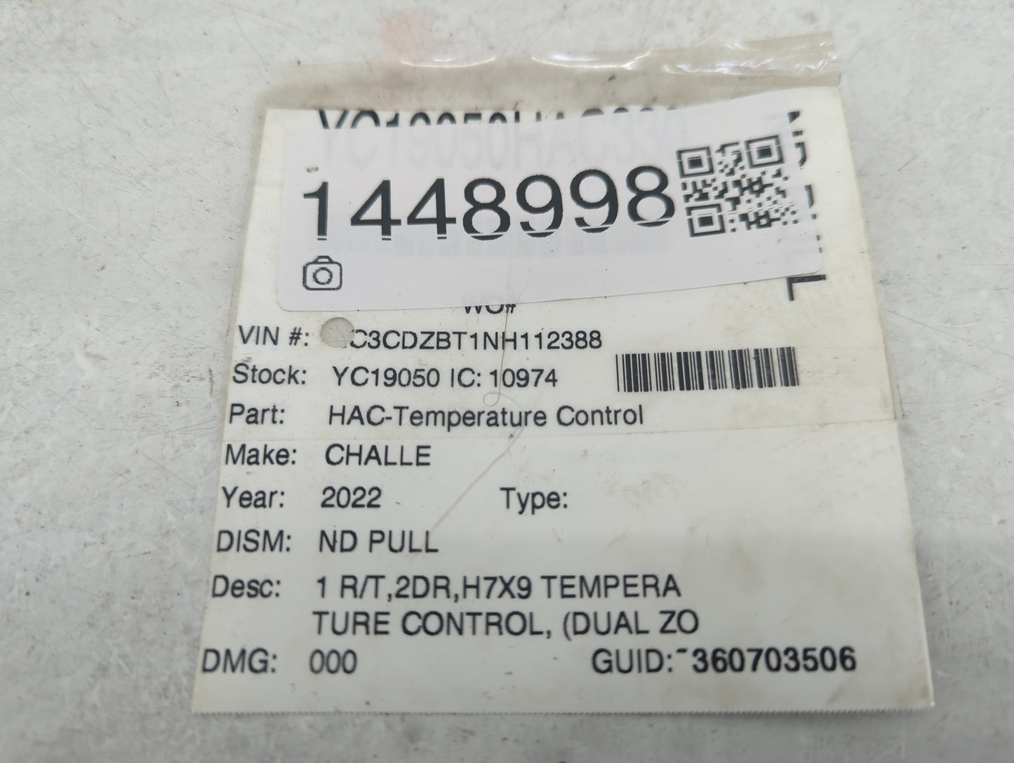 2019-2022 Dodge Challenger Climate Control Module Temperature AC/Heater Replacement P/N:P5029100TAE Fits Fits 2019 2020 2021