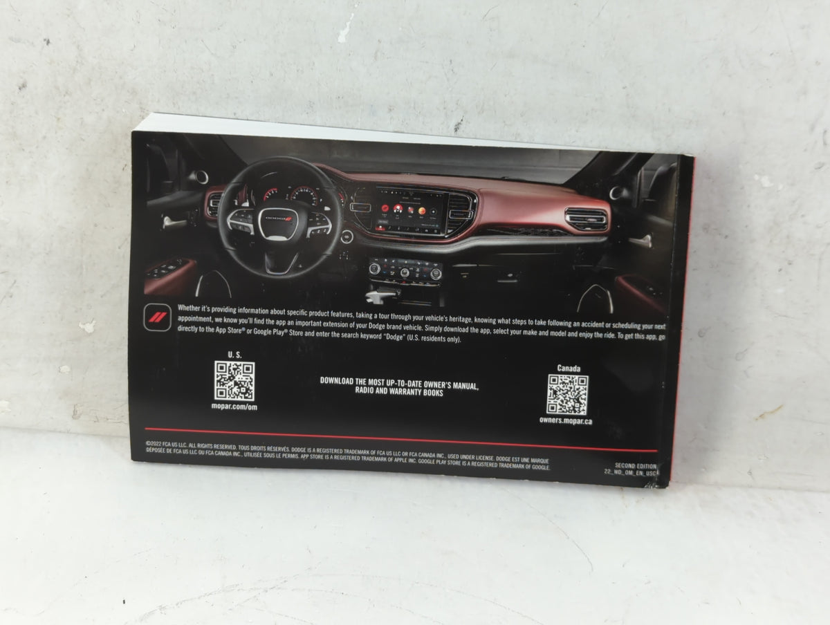 2022 Dodge Durango Owners Manual Book Guide OEM Used Auto Parts - Oemusedautoparts1.com