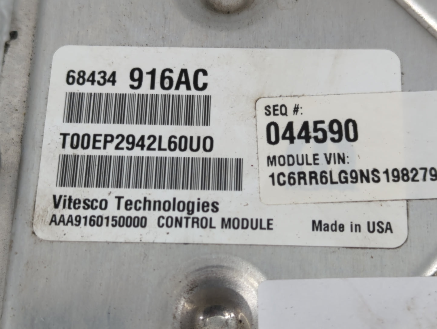 2022 Dodge Ram 1500 PCM Engine Control Computer ECU ECM PCU OEM P/N:68434 916AC Fits Fits 2021 OEM Used Auto Parts - Oemused