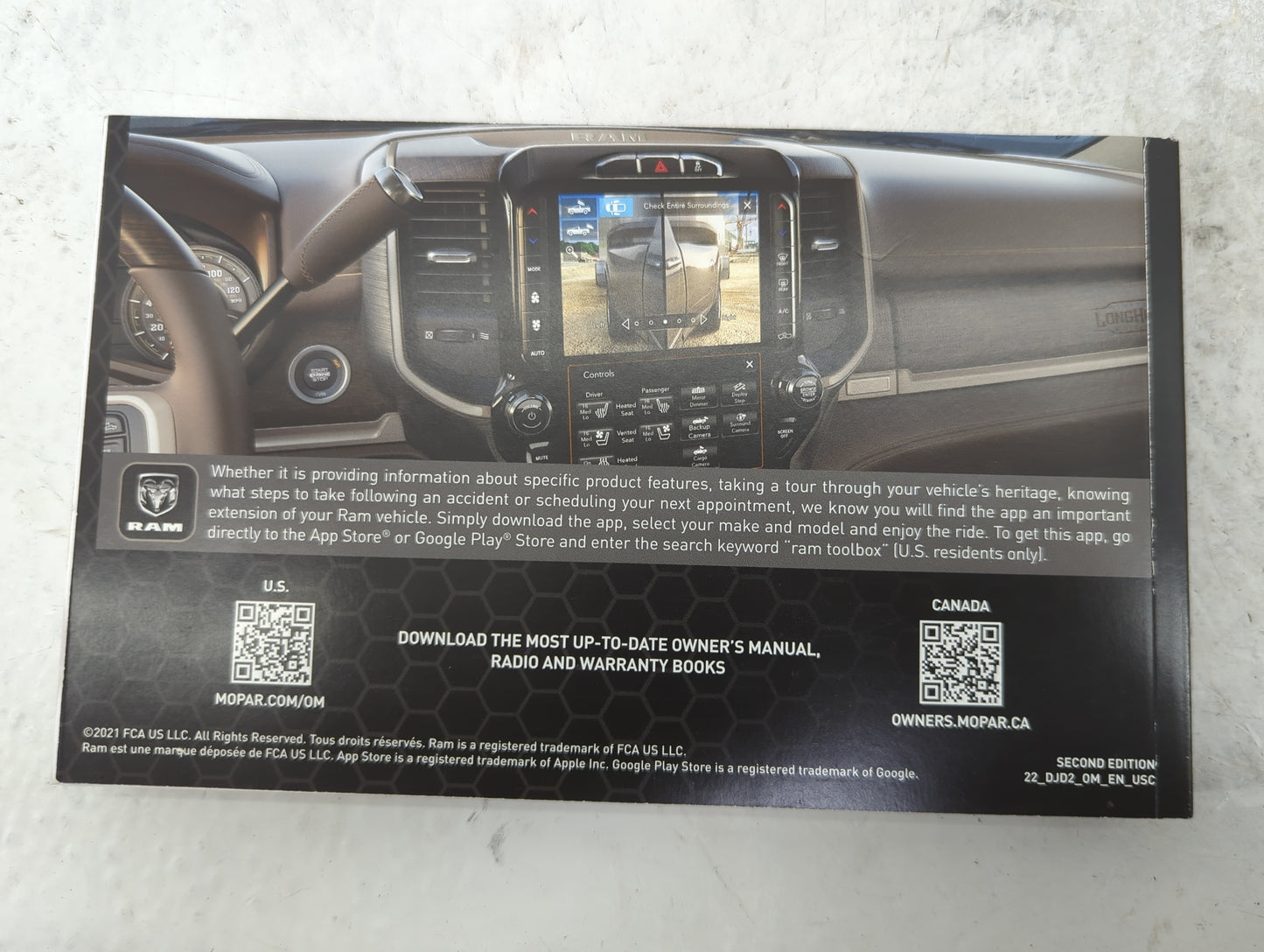 2022 Dodge Ram 2500 Owners Manual Book Guide P/N:22_DJD2_OM_EN_USC OEM Used Auto Parts - Oemusedautoparts1.com
