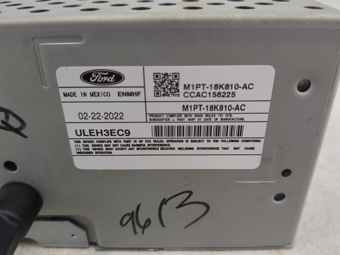 2022 Ford Bronco Sport Radio AM FM Cd Player Receiver Replacement P/N:M1PT-18K810-AC Fits Fits 2021 OEM Used Auto Parts - Oe