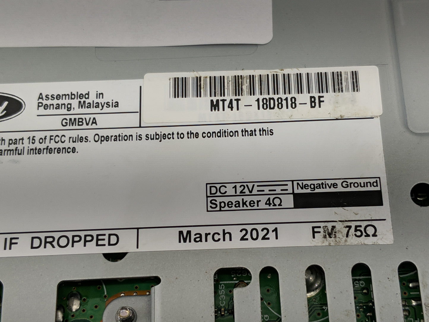 2022 Ford Edge Radio AM FM Cd Player Receiver Replacement P/N:MT4T-18D818-BF Fits OEM Used Auto Parts - Oemusedautoparts1.co