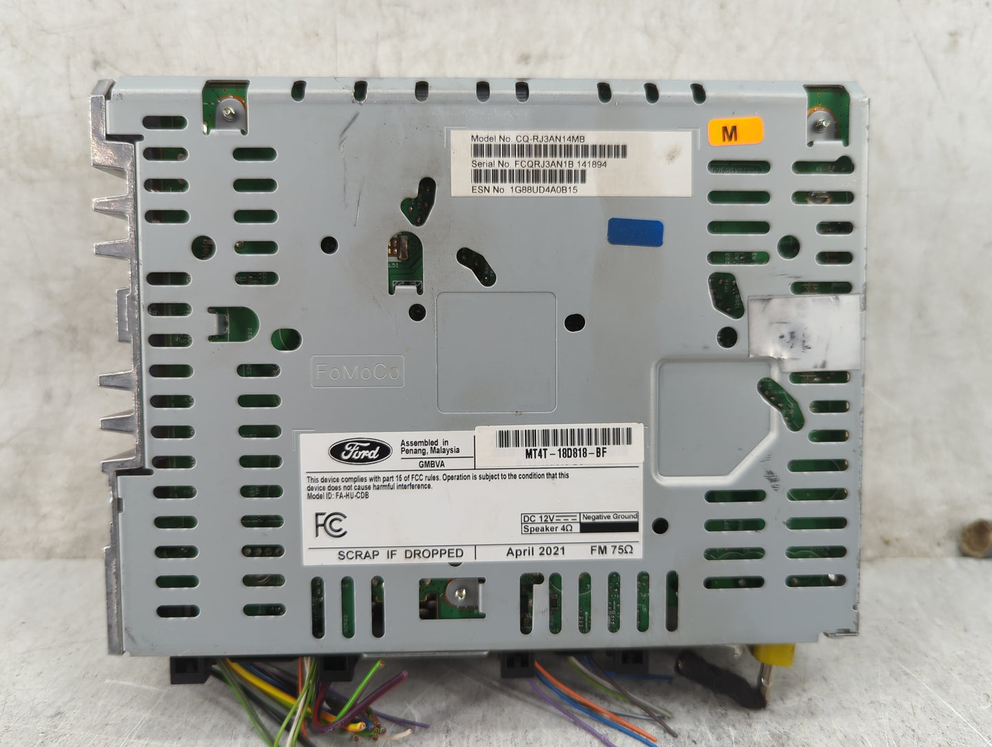 2022 Ford Edge Radio AM FM Cd Player Receiver Replacement P/N:CQ-RJ3AN14MB MT4T-18D818-BF, FA-HU-CDB Fits OEM Used Auto Part