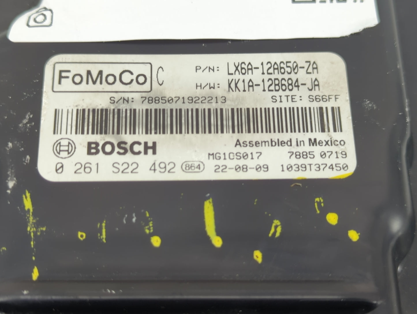 2020-2022 Ford Escape PCM Engine Control Computer ECU ECM PCU OEM P/N:LX6A-12A650-ZA 0 261 S22 492 Fits Fits 2020 2021 2022 