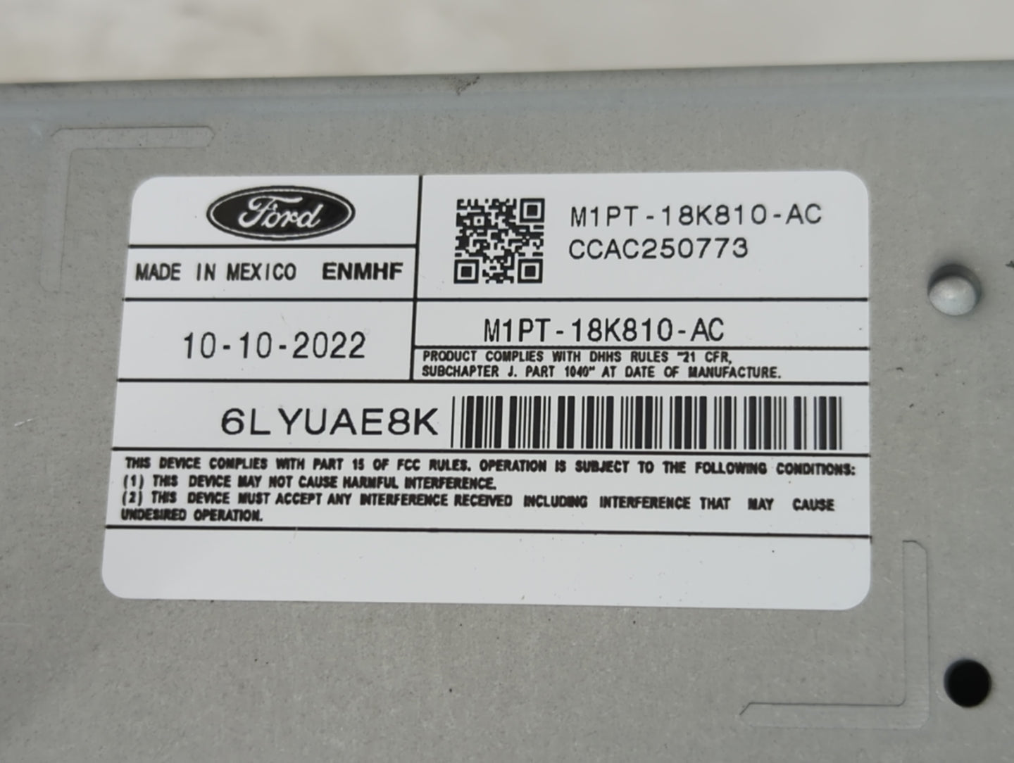 2021-2022 Ford Escape Radio AM FM Cd Player Receiver Replacement P/N:M1PT-18K810-AC CCAC250773, 6LYUAE8K Fits Fits 2021 2022