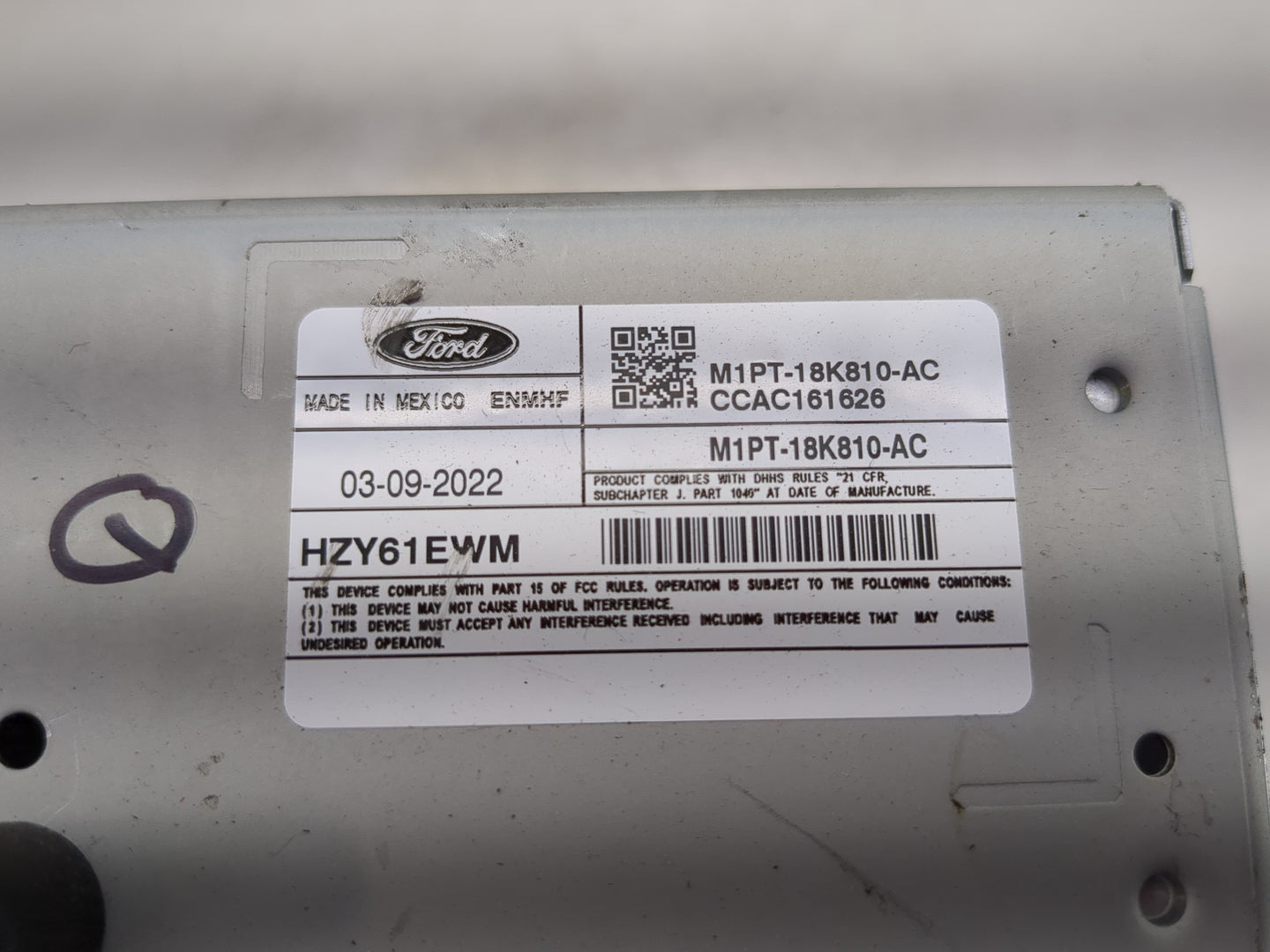2021-2022 Ford Escape Radio AM FM Cd Player Receiver Replacement P/N:M1PT-18K810-AC CCAC161626, HZY61EWM Fits Fits 2021 2022