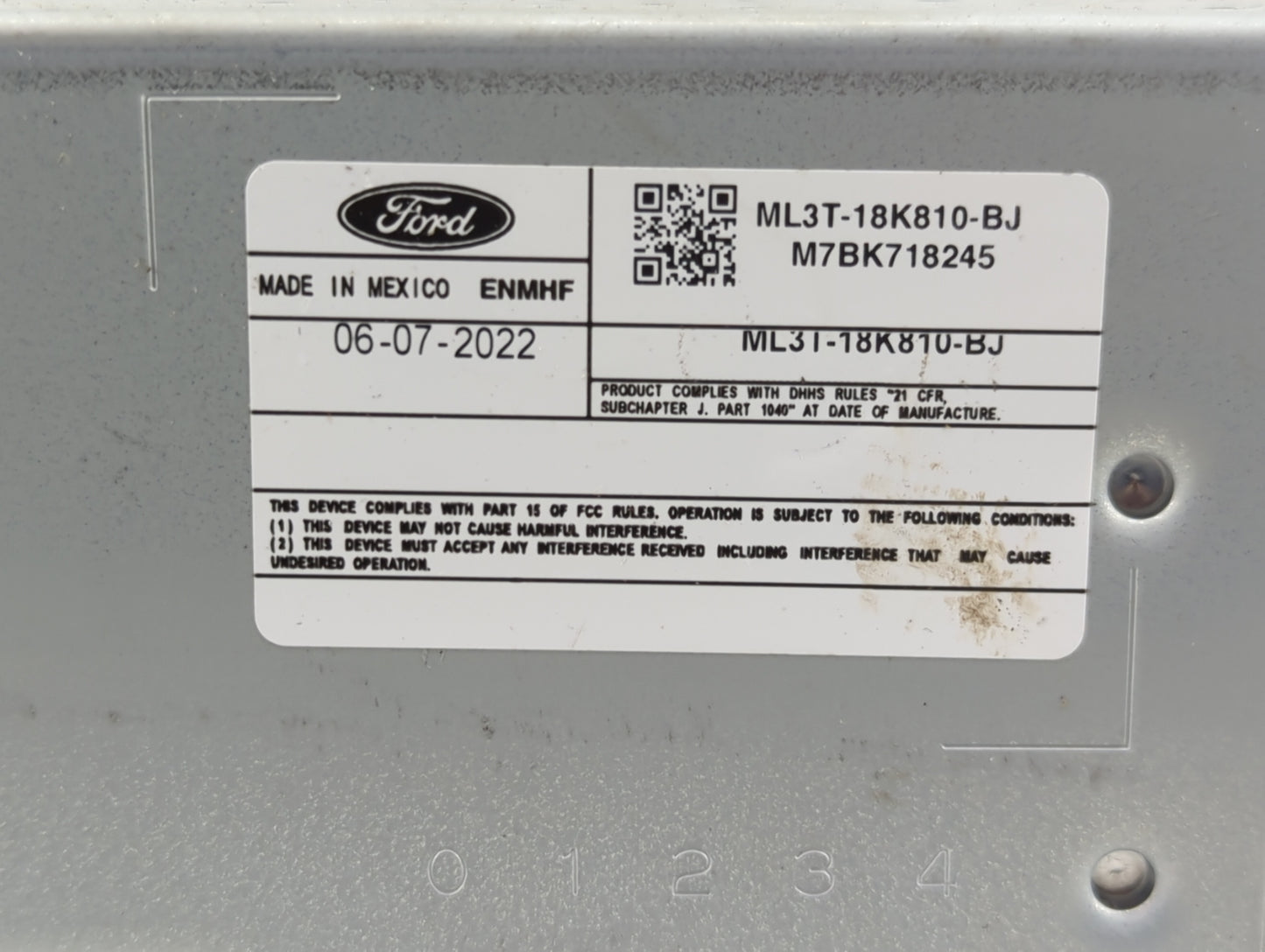2021-2022 Ford F-150 Radio AM FM Cd Player Receiver Replacement P/N:ML3T-18K810-BJ Fits Fits 2021 2022 OEM Used Auto Parts -