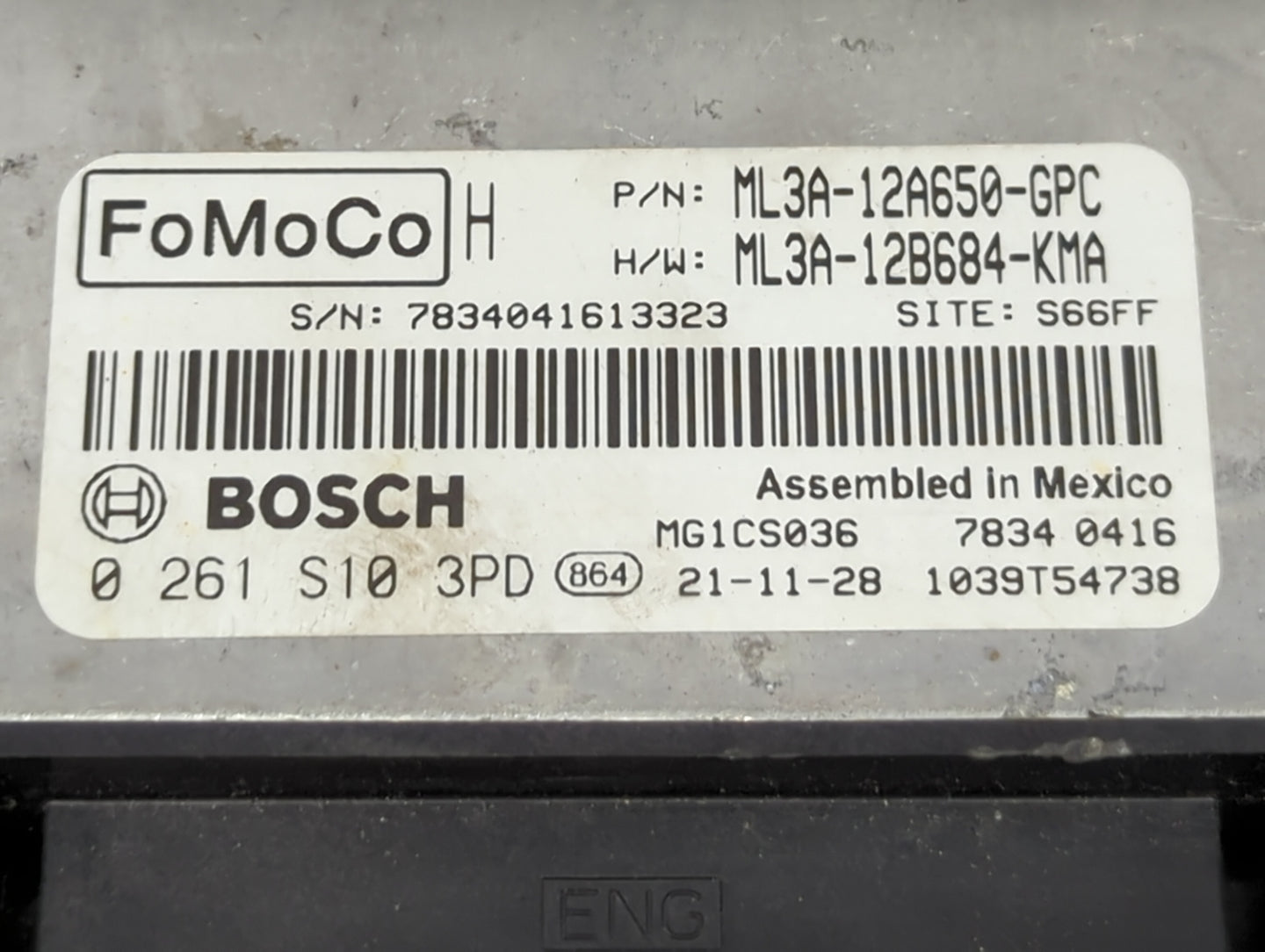 2022 Ford F150 PCM Engine Control Computer ECU ECM PCU OEM P/N:ML3A-12A650-GPC ML3A-12B684-KMA, 0261S103PD Fits Fits 2021 OE