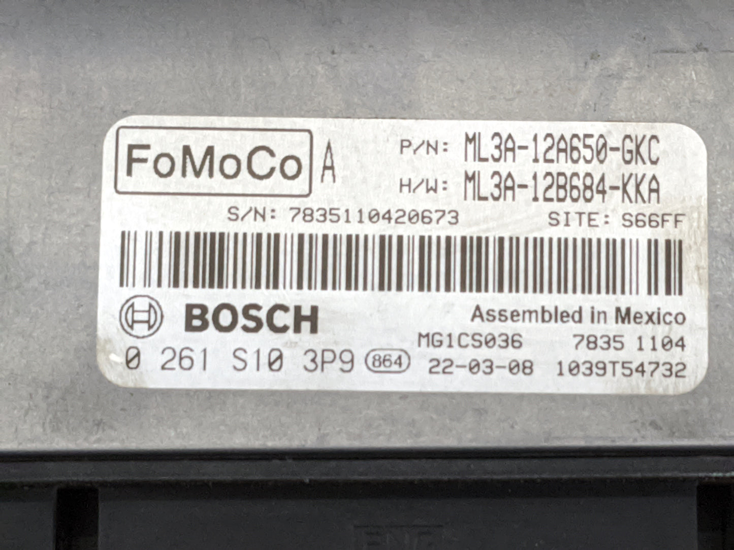 2022 Ford F150 PCM Engine Control Computer ECU ECM PCU OEM P/N:ML3A-12A650-GKC ML3A-12B684-KKA, 0261S103P9 Fits Fits 2021 OE