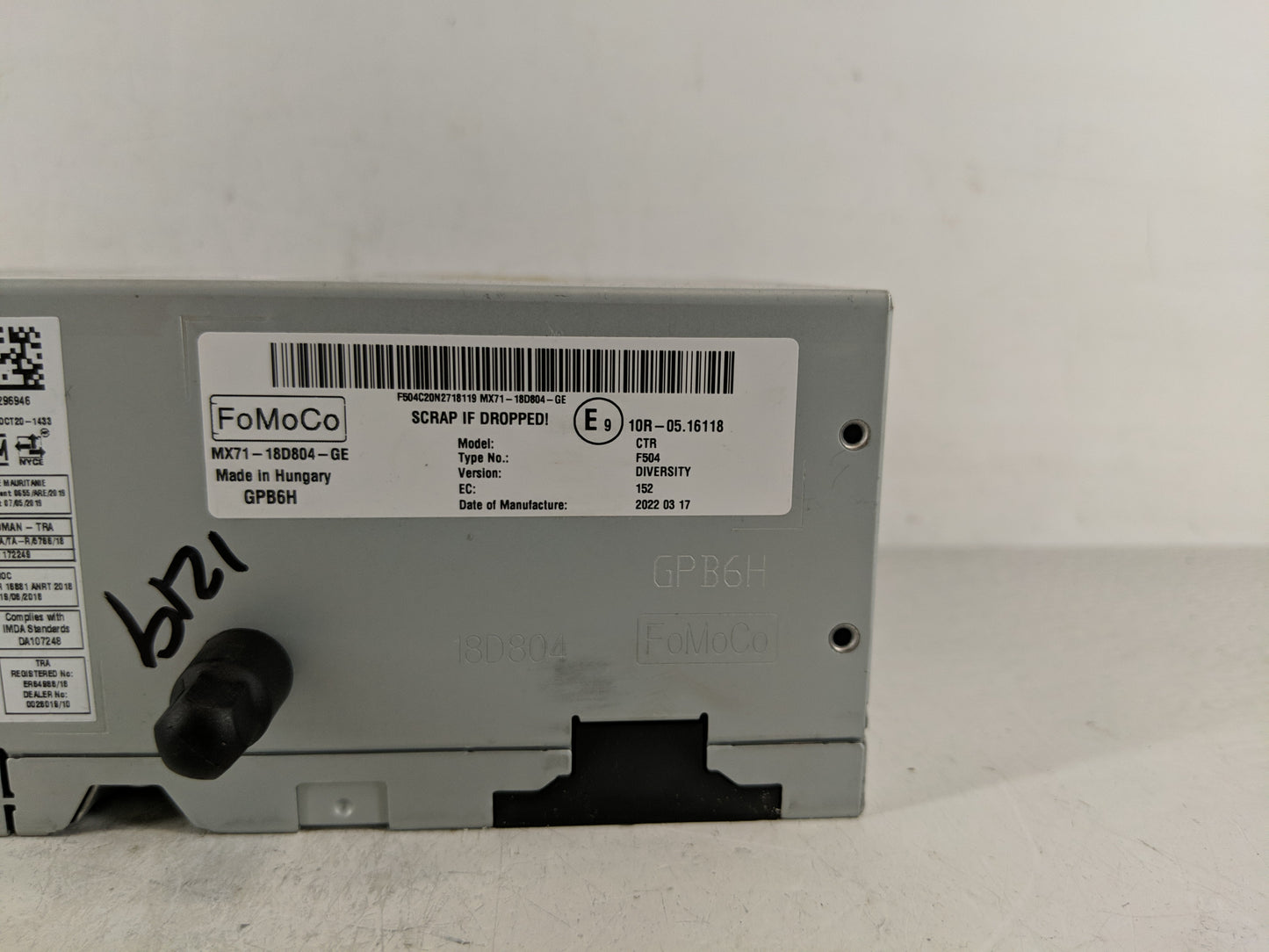 2022 Ford Maverick Radio AM FM Cd Player Receiver Replacement P/N:MX71-18D804-GE Fits OEM Used Auto Parts - Oemusedautoparts