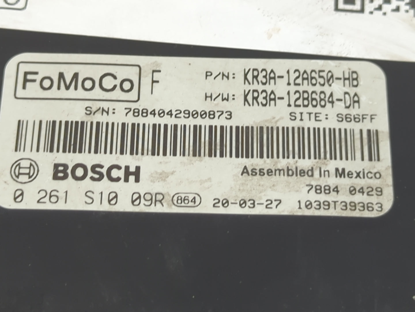 2019-2022 Ford Mustang PCM Engine Control Computer ECU ECM PCU OEM P/N:0 261 S10 09R KR3A-12A650-HB Fits Fits 2019 2020 2021