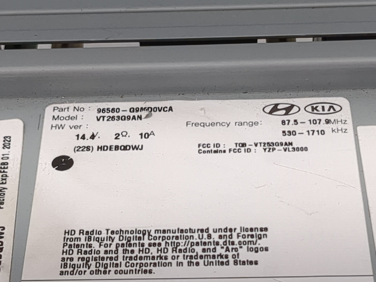 2022 Genesis G70 Radio AM FM Cd Player Receiver Replacement P/N:96560-G9M00VCA VT263G9AN, TQ8-VT253G9AN, YZP-VL3000 Fits OEM