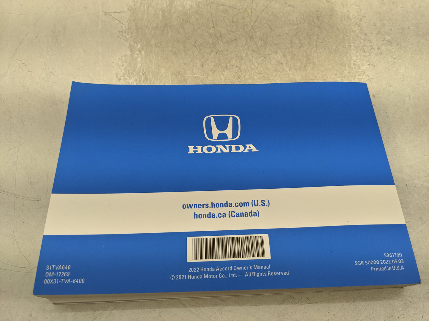 2022 Honda Accord Owners Manual Book Guide P/N:00X31-TVA-6400 OEM Used Auto Parts - Oemusedautoparts1.com