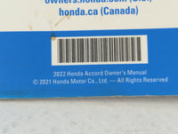 2022 Honda Accord Owners Manual Book Guide P/N:00X31-TVA-6400 OEM Used Auto Parts - Oemusedautoparts1.com