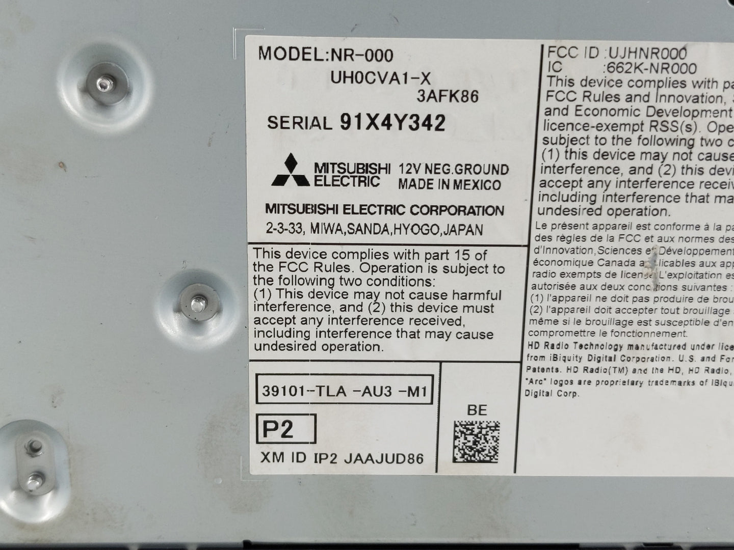 2022 Honda Cr-V Radio AM FM Cd Player Receiver Replacement P/N:91X4Y342 Fits OEM Used Auto Parts - Oemusedautoparts1.com