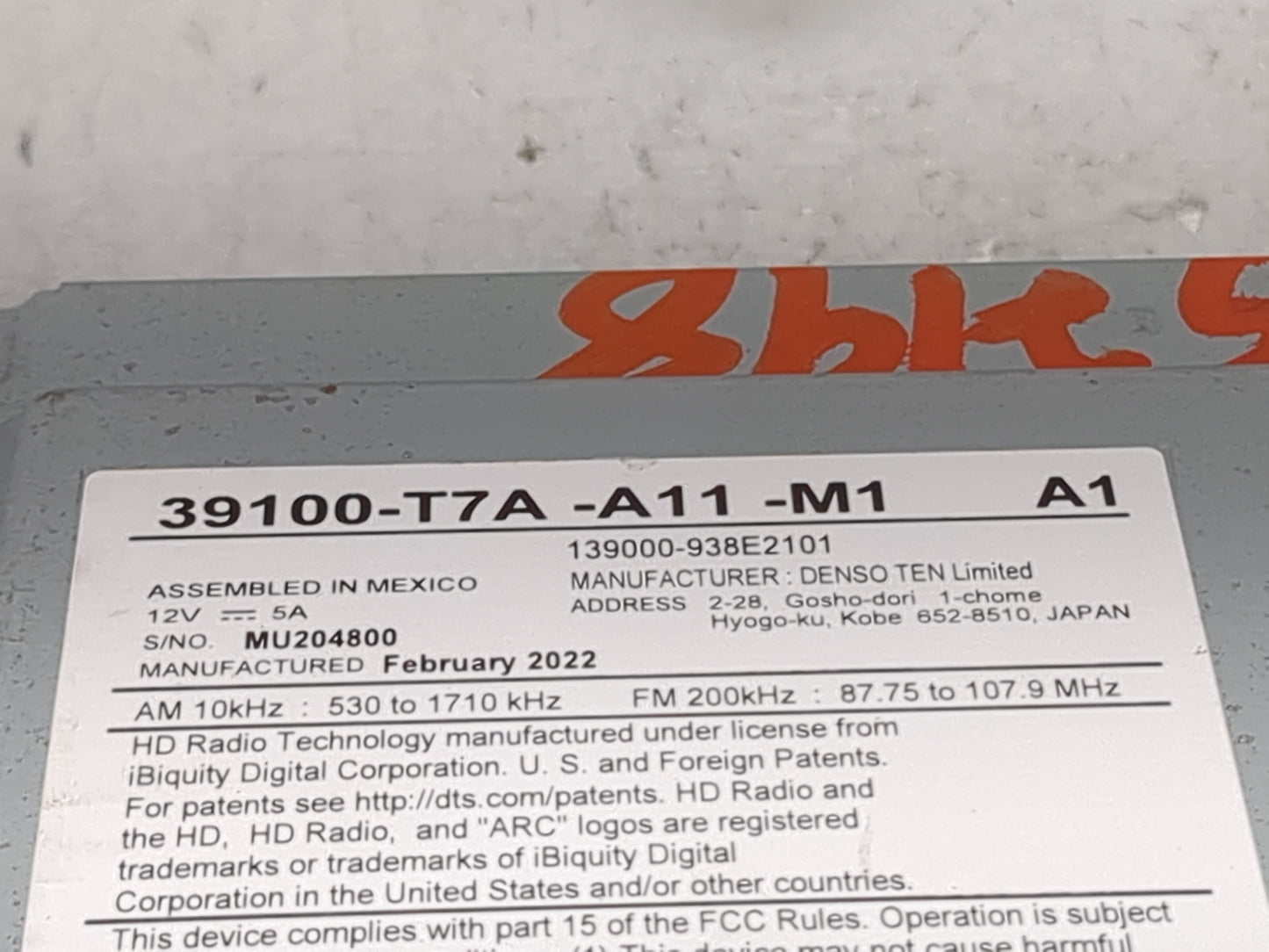 2022 Honda Hrv Information Display Screen 1495652 - Oemusedautoparts1.com