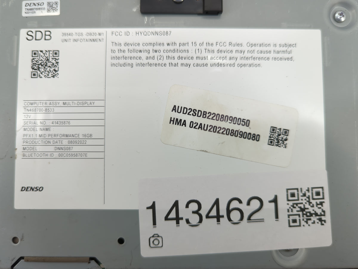 2022 Honda Passport Information Radio Display Screen - Oemusedautoparts1.com