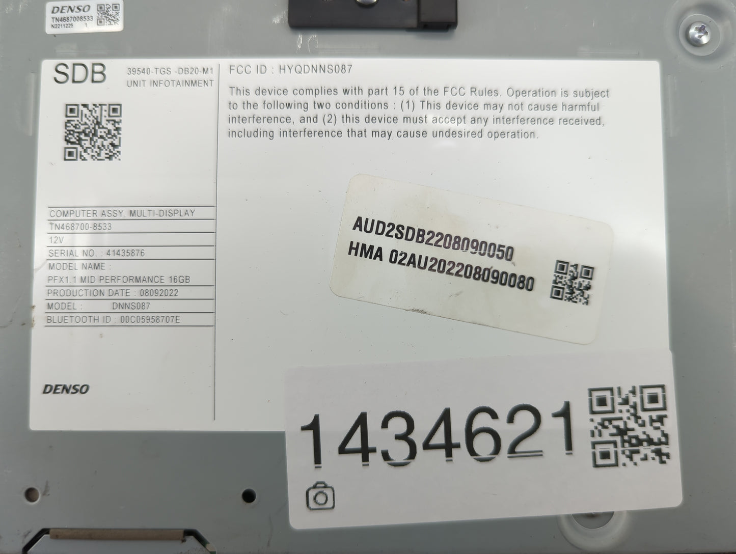 2022 Honda Passport Information Display Screen - Oemusedautoparts1.com