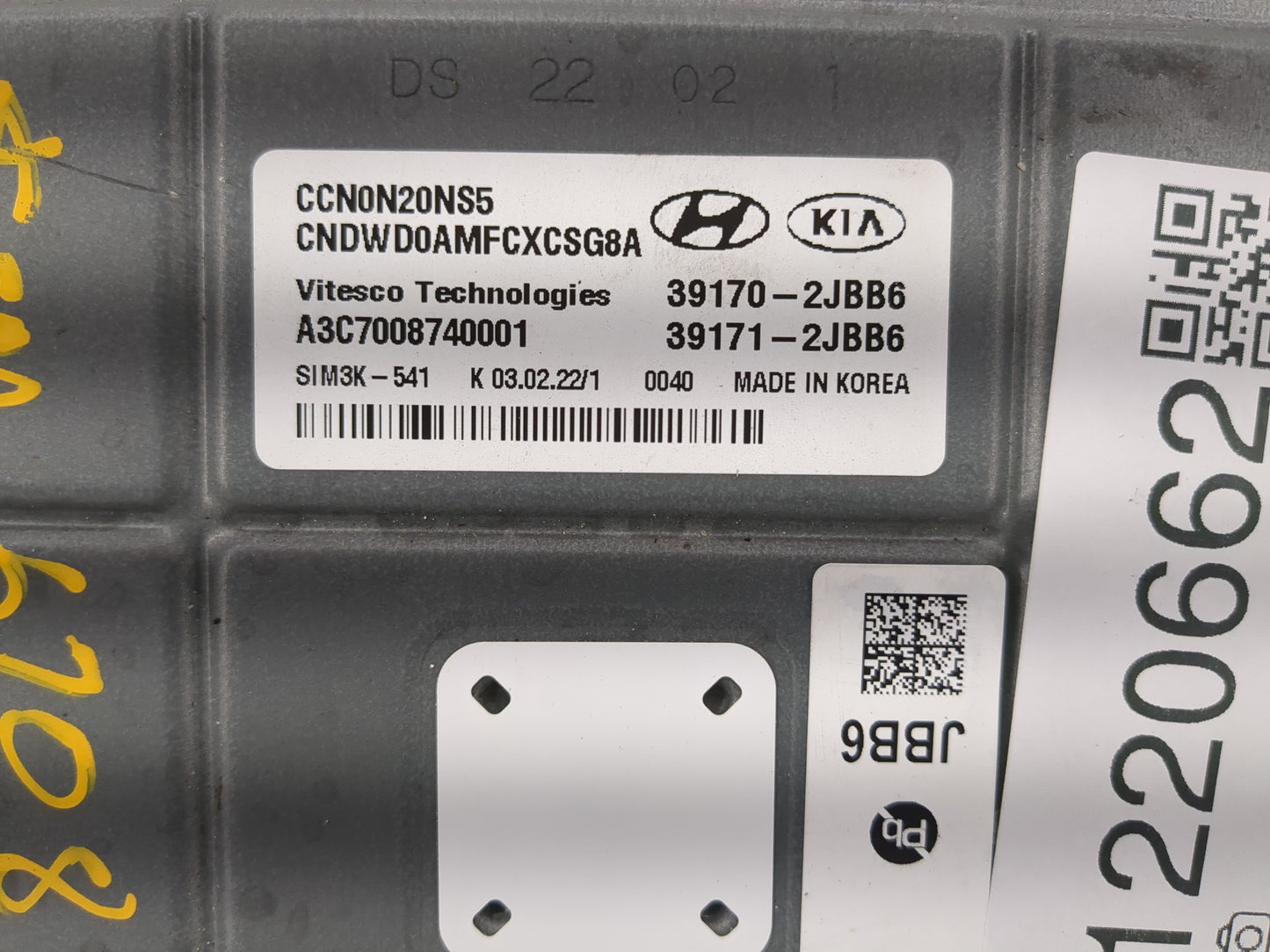 2021-2022 Hyundai Elantra PCM Engine Control Computer ECU ECM PCU OEM P/N:39170-SJBB6 Fits Fits 2021 2022 OEM Used Auto Part