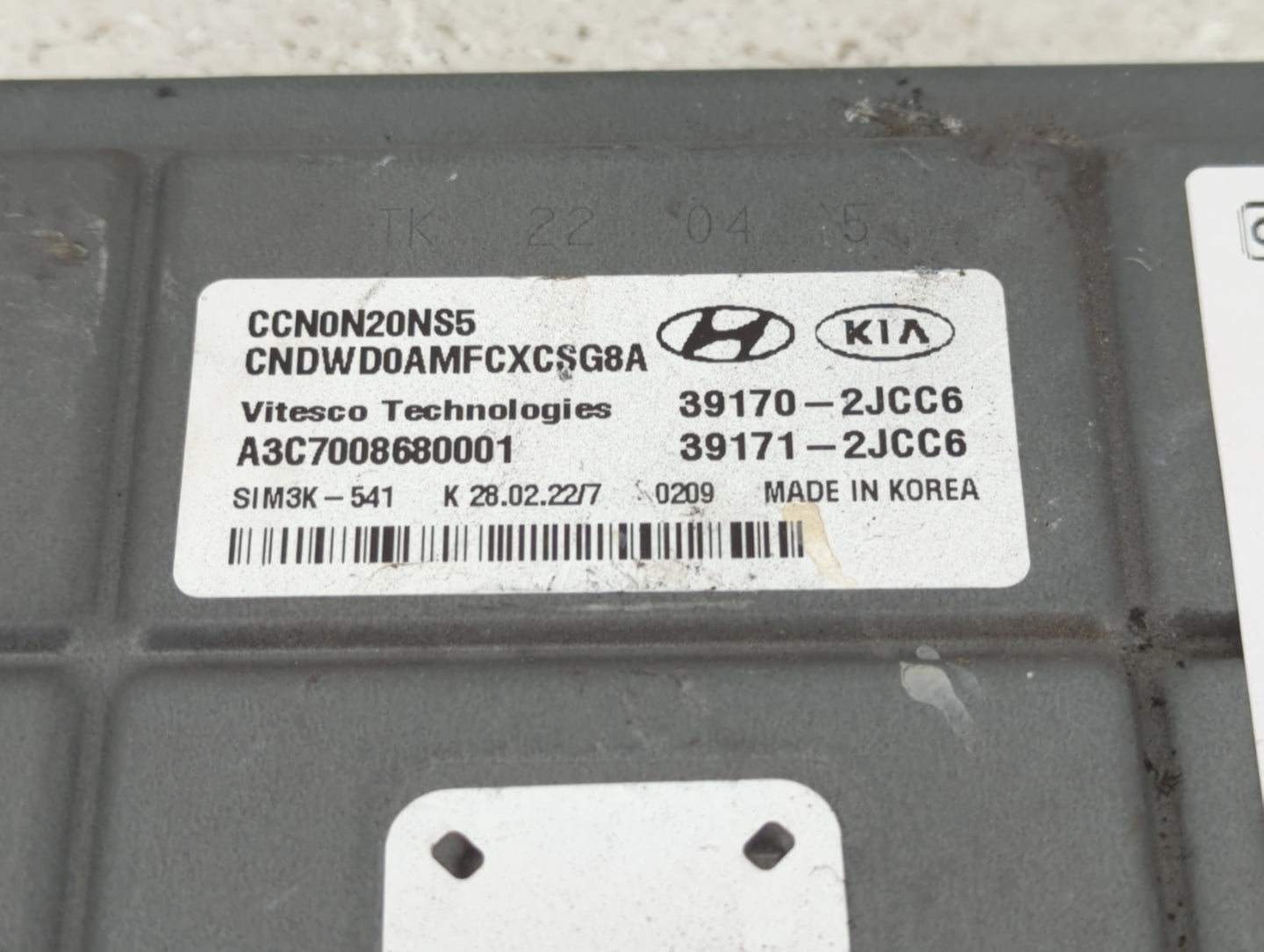 2022 Hyundai Elantra PCM Engine Control Computer ECU ECM PCU OEM P/N:39171-2JCC6 39170-2JCC6 Fits OEM Used Auto Parts - Oemu