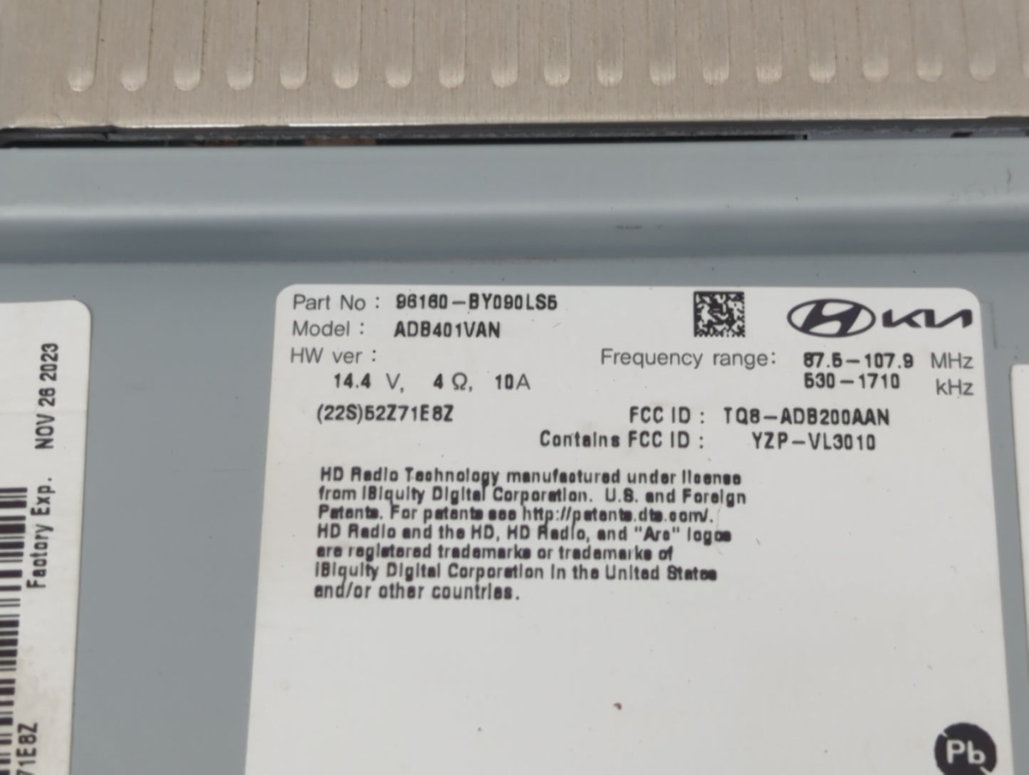 2021-2022 Hyundai Elantra Radio AM FM Cd Player Receiver Replacement P/N:96160-BY090LS5 Fits Fits 2021 2022 OEM Used Auto Pa