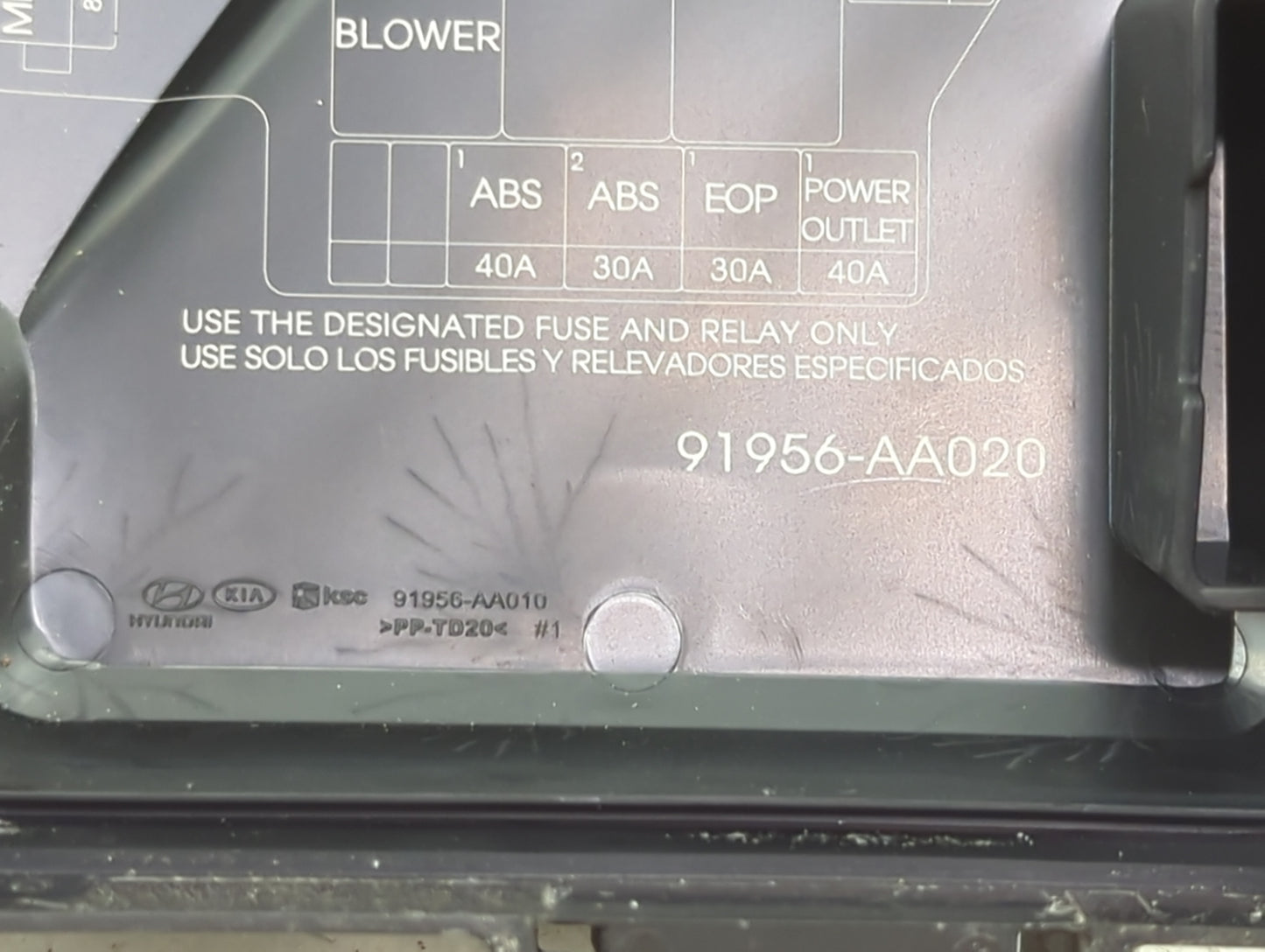 2021-2022 Hyundai Elantra Fusebox Fuse Box Panel Relay Module P/N:91956-AA020 Fits Fits 2021 2022 OEM Used Auto Parts - Oemu